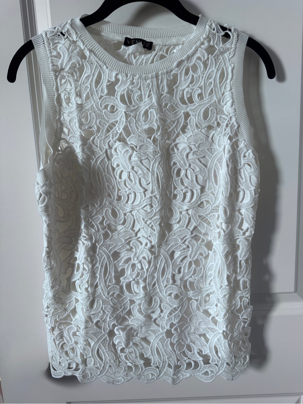 Venus White Lace Sleeveless Top-Small